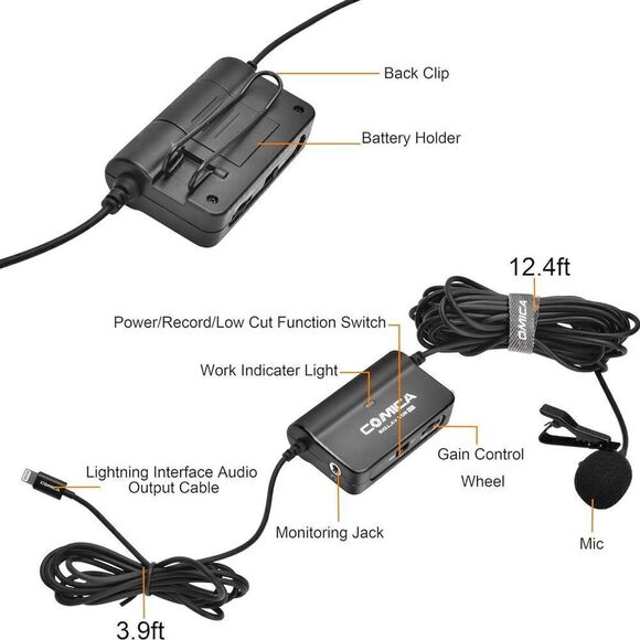 NWT Comica Audio SIG.LAV V05 MI Omnidirectional Lavalier Microphone with Gain an - Picture 10 of 13